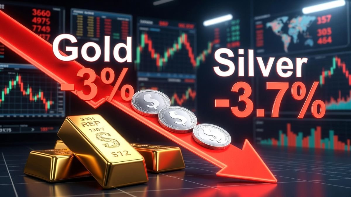 Gold, silver rates today live updates: Precious metals continue to slide; gold dips 3%, silver falls 3.7%